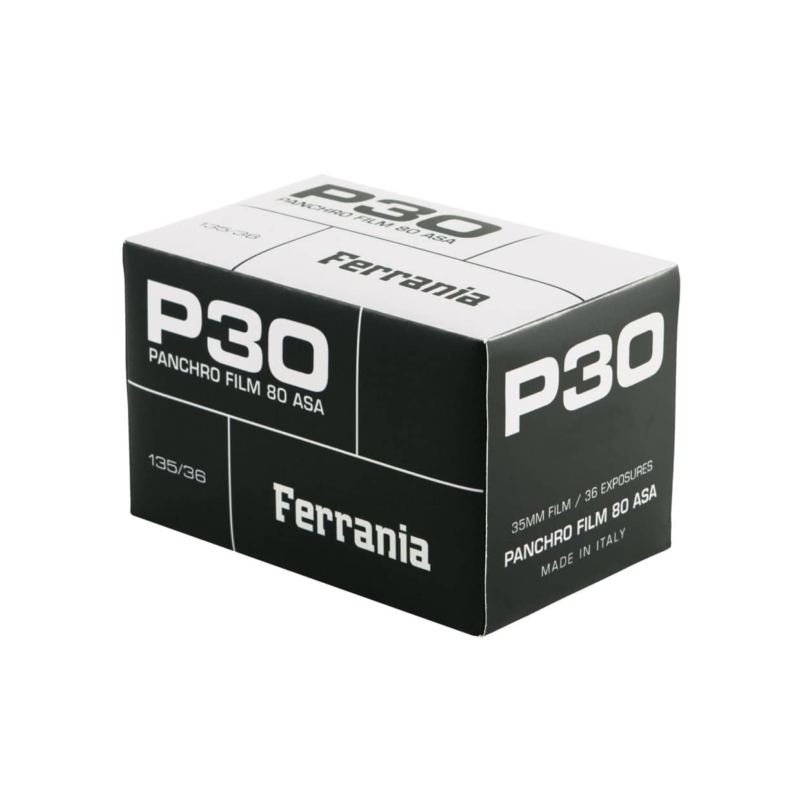 Ferrania P30 fekete-fehér kisfilm doboz